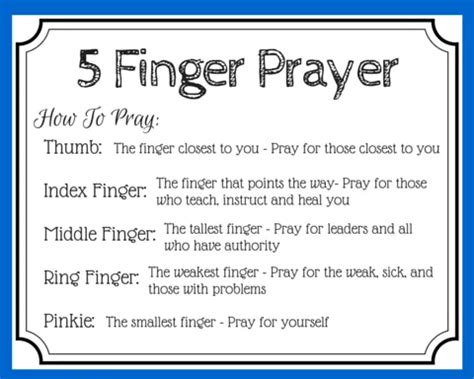 finger prayer prayer possibilities printable prayers prayer