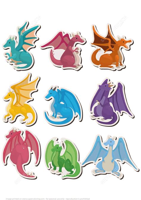 printable dragon stickers  printable papercraft templates