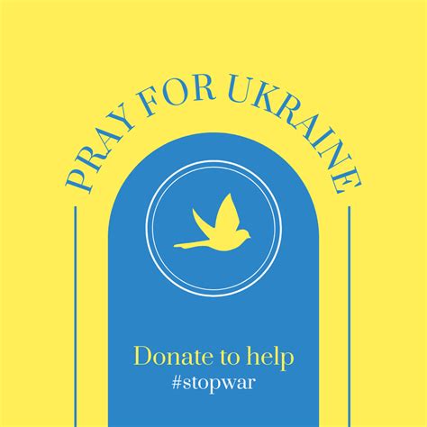 friedenstaube mit phrase pray  ukraine  instagram post vorlage