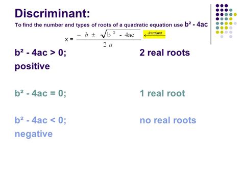 discriminant  find    real number roots