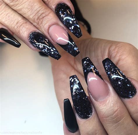 incredible acrylic black nail art designs ideas  long nails