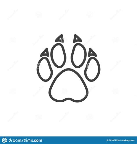 Wolf Paw Print Line Icon Stock Vector Illustration Of