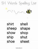 Words Sh List Spelling Coloring Phonics Books Noodle Mini Kids Prints Built California Usa Twistynoodle sketch template