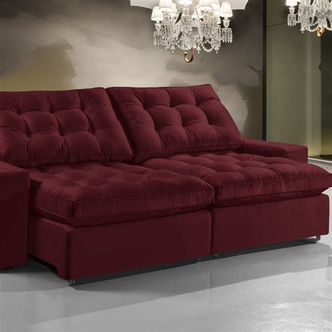 sofa retratil  reclinavel  lugares cm  cm kingston estofados buriti vermelho