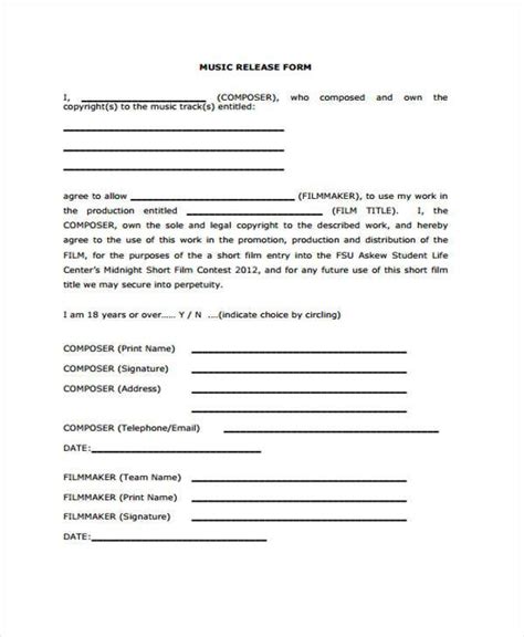 8 Film Release Form Template Template Free Download
