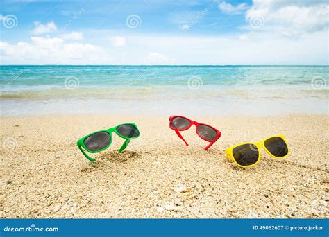 zonnebril bij het strand stock afbeelding image  ontspan