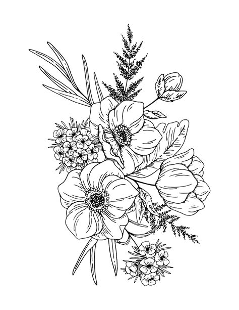 adult coloring pages floral coloring pages flower coloring etsyde