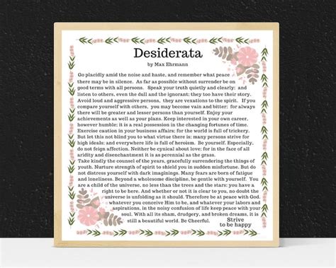 desiderata full text desiderata full poem desiderata poster etsy uk