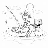 Rybak Kolorowanka Kreskówka Pescador Stockowa Ilustracja Fisherman sketch template