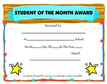 printable student   month awards school certificates templates