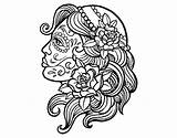 Catrina Tattoo Coloring Pages Coloringcrew Getcolorings Halloween sketch template