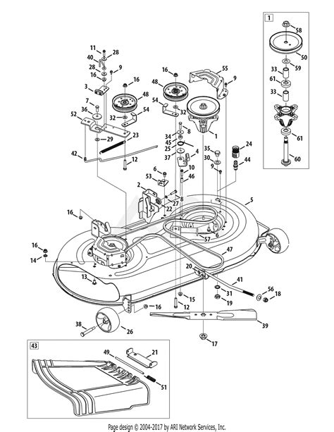 troy bilt anks pony  parts diagram  mower deck
