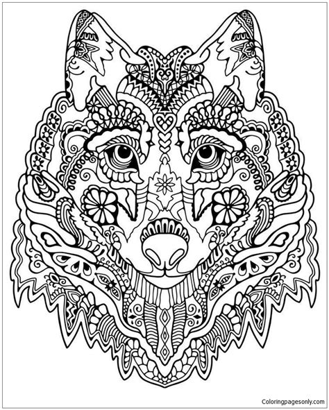 cute wolf adult mandala coloring page  printable coloring pages