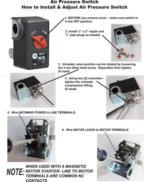 install adjust  air pressure switch