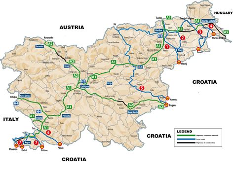 large detailed map  international corridors highways  local roads  slovenia vidiani