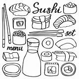 Sushi Collection Japanese Doodle sketch template
