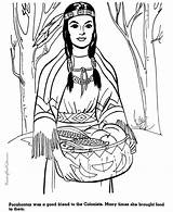 Coloring Pages Pocahontas History American Kids Printable Patriotic Printing Help Color Thanksgiving sketch template