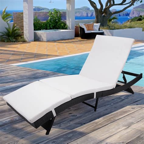 outdoor lounge chairs rattan patio chaise lounge chairs  adjustable  cushion