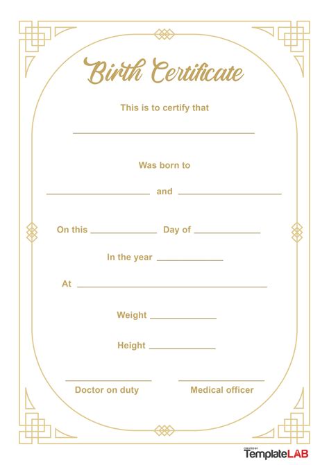 novelty birth certificate template