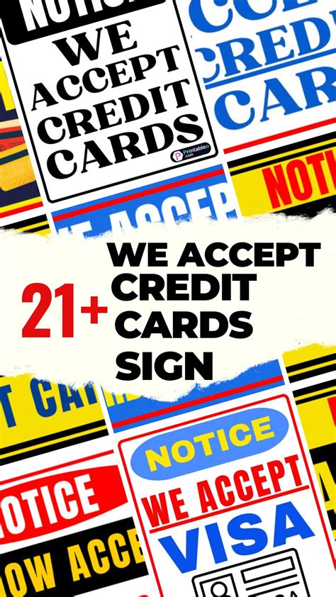 accept credit cards signs  printable pdfs