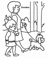 Walking Coloring Dog Grandma Pages Parents Gran Man Color Getdrawings Walk Pet Netart Girl Getcolorings Printable Template sketch template