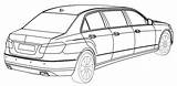 Limousine Limo Mercedes Colouring sketch template