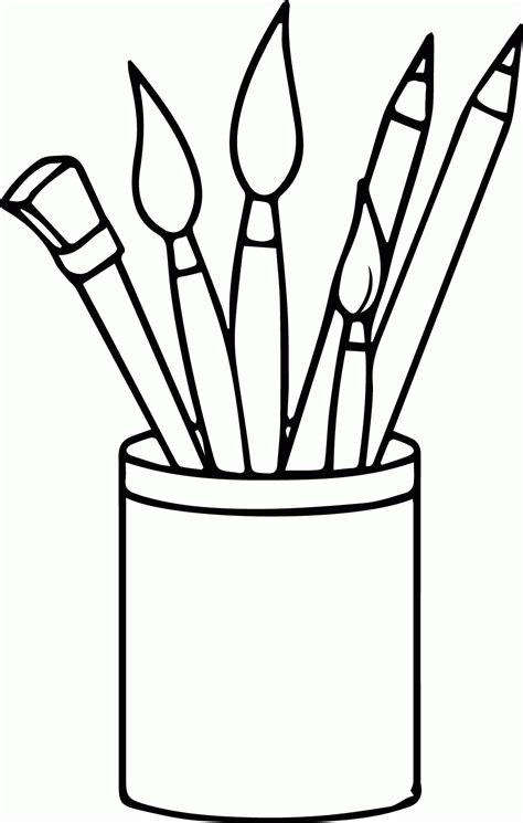 art supplies pencils paint brushes coloring page coloring home