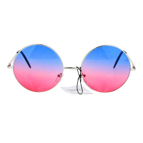 sa106 groovy oversize 2 tone color gradient round circle lens hippie