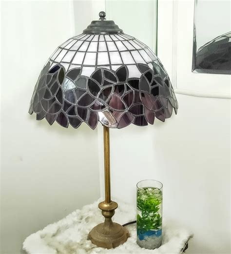 Buy Wine Purple Stained Glass Shade Tiffany Table Lamp With Antique