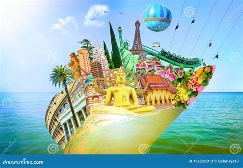 tourist collage travel attractions   world stock image image