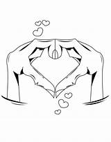 Coloring Hand Forming Heart sketch template