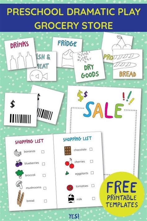 grocery store pretend play printables     dramatic