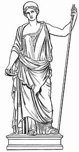 Coloring Hera Greek Pages Mythology Goddess Gods Daycoloring Drawing Statue Online Line Queen sketch template