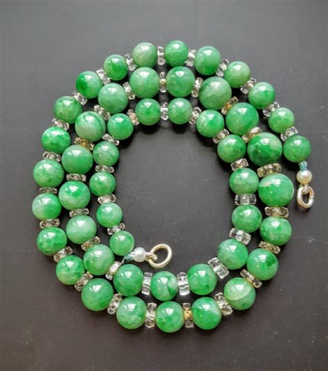 Jadeite And Faceted Crystal Rondelles Necklace Collectors Weekly