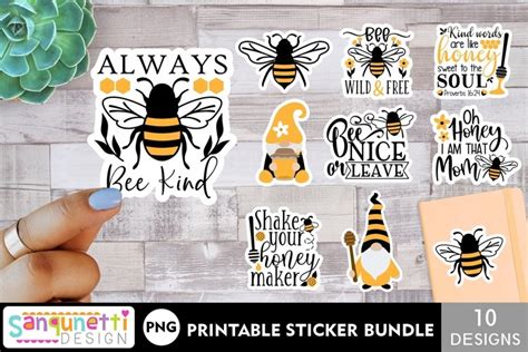 bees sticker printable bundle  png designs