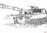 Coloring Pages Gun Military Colouring Drawing M109 Choose Board Adult Adults Supercoloring A4 Line Howitzer sketch template