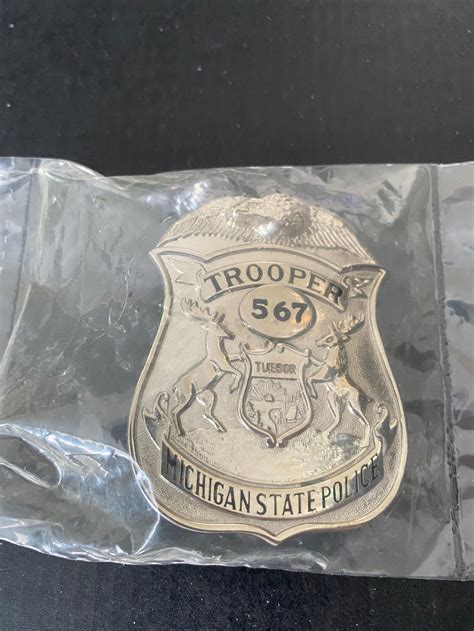 michigan state police trooper badge etsy