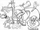 Safari Selva Animais Kolorowanki Coloringbay Kreskówka Zwierzęta Colouring A4 Clipground Getcolorings sketch template