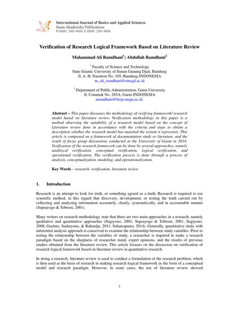pdf verification of research logical framework based on literature review