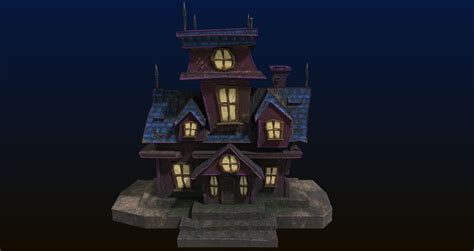 3d model cartoon style low poly haunted house vr ar low poly cgtrader