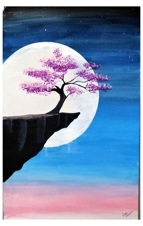 easy landscape painting ideas  beginners easy tree acrylic pa
