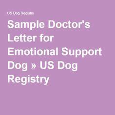 sample doctors letter  emotional support dog  dog registry