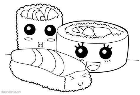 cute food coloring pages sushi  printable coloring pages