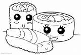Sushi Coloring Pages Food Cute Printable Kids Colouring Color Adults Easy Print sketch template