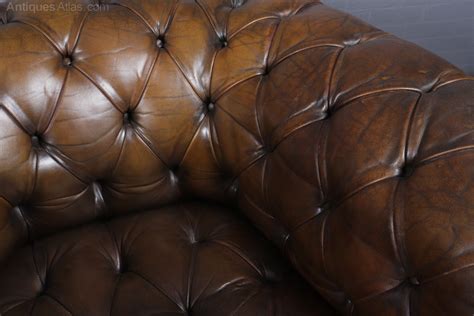 antiques atlas pair  english leather chesterfield club chairs