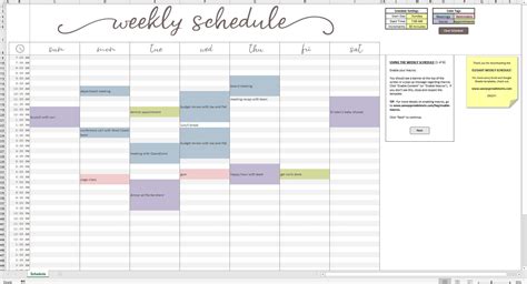 schedule template  excel weekly excel templates
