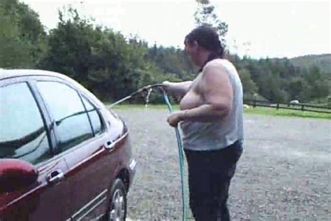 Mature Bbw Wife Of Mine Washes My Car Flashing Her Big