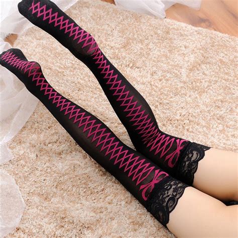 sexy appeal lace stockings appeal thigh stockings printing bowknot