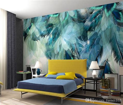 Fashion Colorful Feather 3d Mural Wallpaper Modern