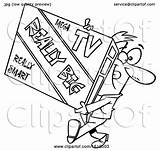 Tv Big Man Carrying Really Cartoon Toonaday Outline sketch template